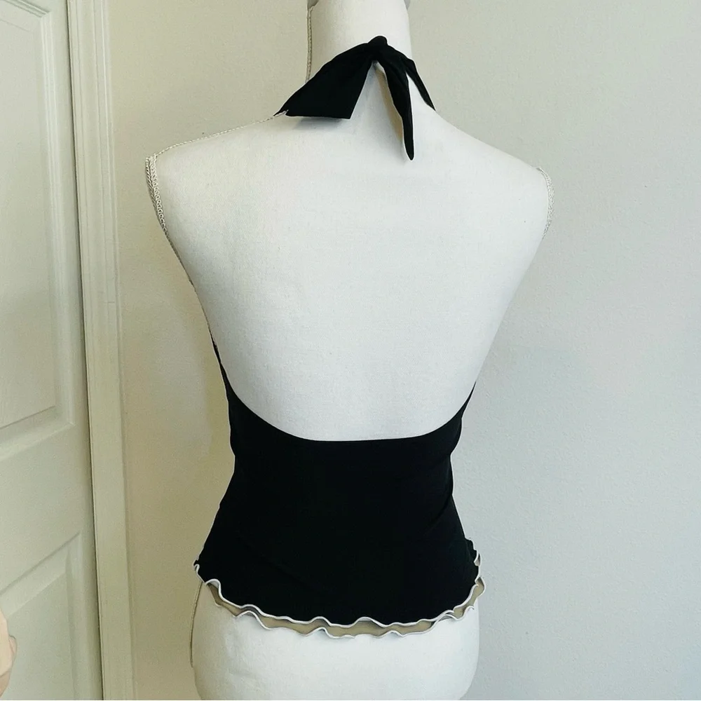 Profile by Gottex Blue‎ whie Ruffled 'Pretty Wild' One Piece Swim Dress size 10